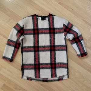 Zara Girls Fuzzy Fleece Blanket Tartan Plaid knit wear dress 9-10
